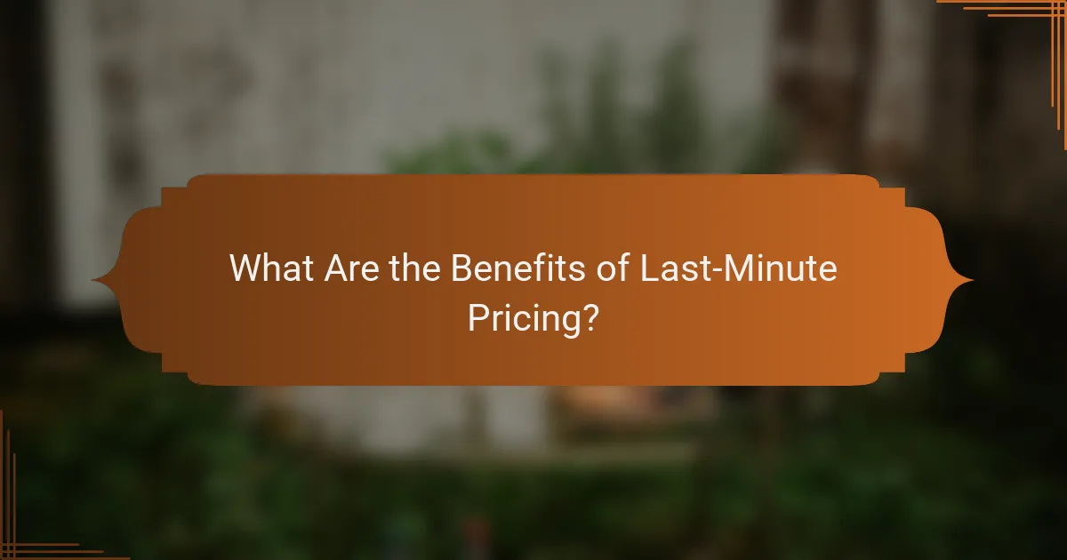 What Are the Benefits of Last-Minute Pricing?